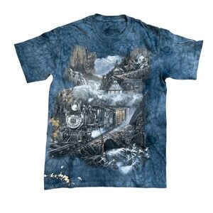 The Mountain Train T Shirt Small Blue Tie Dye Ted Blaylock Steam Engine Tee 1998